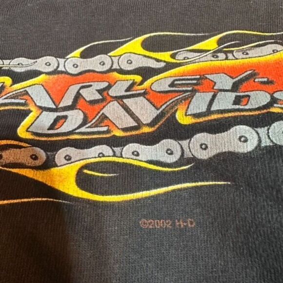 Vintage Harley-Davidson 2002 North End Plattsburgh NY T-Shirt Black XXL Flames - Picture 7 of 11